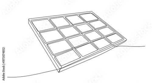 Minimalist illustration of a solar panel tilted on a surface