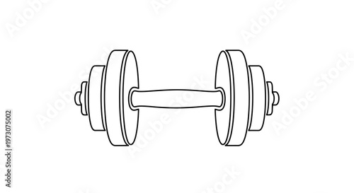 A simple black line drawing of a dumbbell on a white background