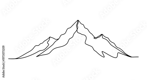 Minimalist abstract mountain range with sharp peaks and wavy slopes