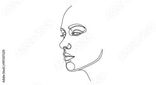 Abstract profile of a female face rendered in a single continuous black line