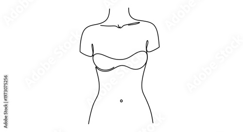 Minimalist line drawing of a female torso with a bra