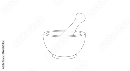 A simple line drawing of a mortar and pestle