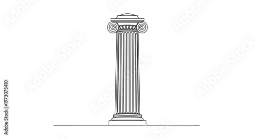 Detailed Ionic column drawing on a white background