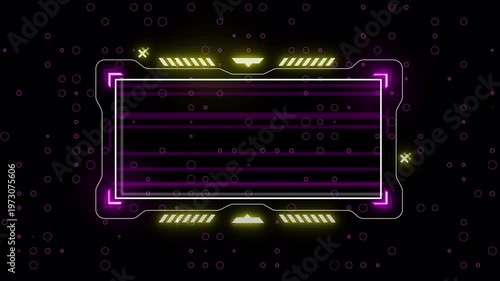 Futuristic Neon HUD Data Panel Animation with Digital Interface Lines, Cyberpunk UI Overlay Loop