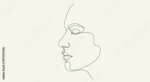 Minimalist line art depicts a woman's profile with closed eyes