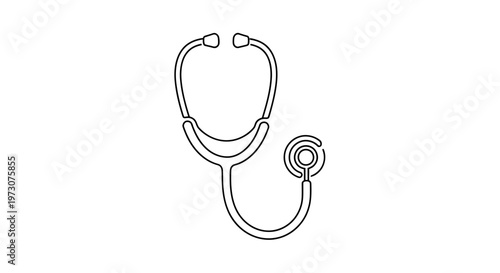 A simple black line drawing of a stethoscope on a white background