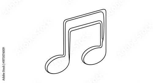 A minimalist black outline of a music note on a white background