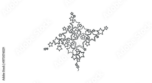 A cascade of various sized outlined stars flowing across a white background
