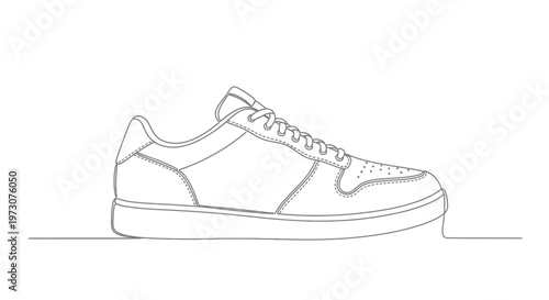 Minimalist line drawing of a classic low-top sneaker