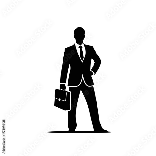 Silhouette of a confident businessman standing.