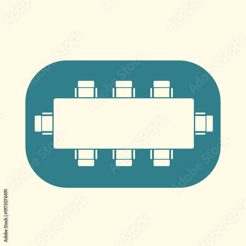 Meeting room table with chairs icon.