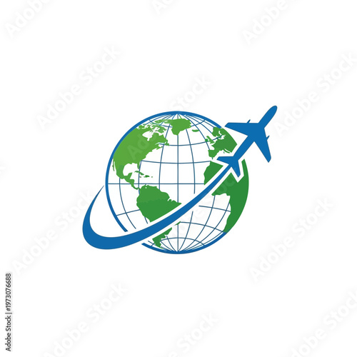 Air travel around the world globe.