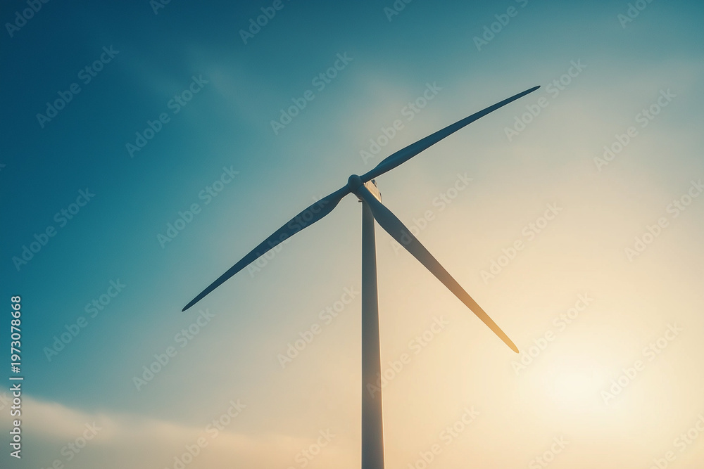 Obraz premium Wind turbine are adopted renewable energy technologies used to generate electricity sustainably. Green energy reduces pollution and keeps the environment clean and sustainable