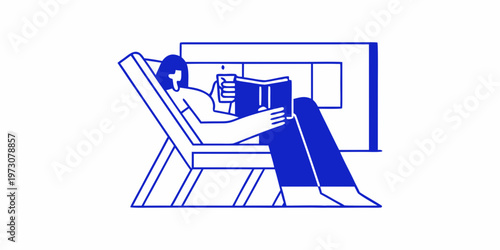 A person relaxes in a chair intently reading a book indoors