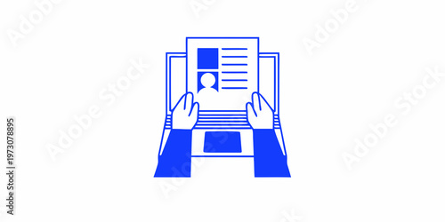 Hands holding a mobile phone displaying a resume or application form