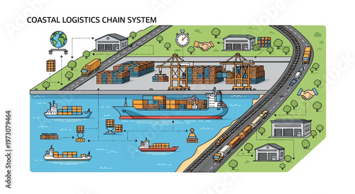 Coastal Logistics Chain System: Shipping, Warehousing, and Transportation Network