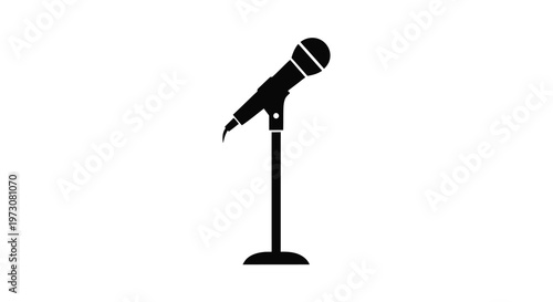 Simple black silhouette of a microphone on a stand