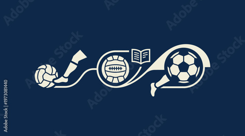 Soccer Elements Connected in a Stylized Design