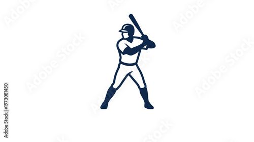 Baseball Player Ready To Bat in Front View