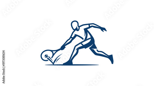 Dynamic Tennis Player Reaching for Ball