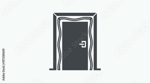 Warped Door Silhouette on White Background