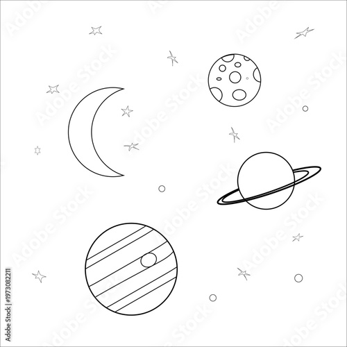 vector illustration of a set of planets