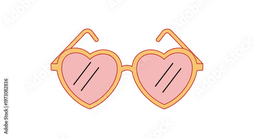 Fun heart shaped sunglasses with pink lenses and orange frames serve as a trendy accessory for summer or party themes.