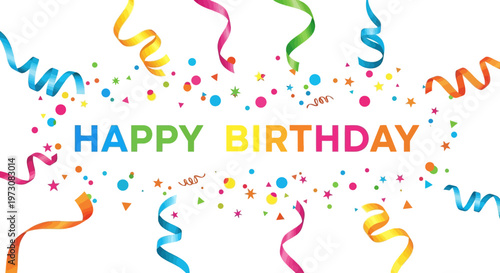 Colorful Happy Birthday celebration graphic design.