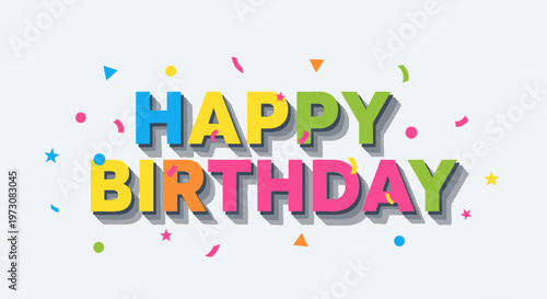 Colorful Happy Birthday celebration graphic.