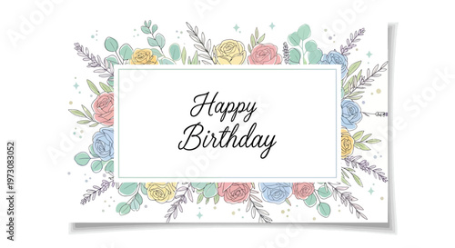 Birthday greeting card with floral design.