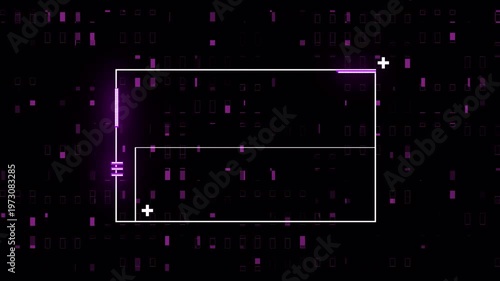 Minimal Futuristic Neon Frame Animation with Subtle Glitch Background, Clean UI Title Overlay Loop