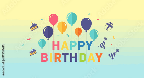 Colorful Happy Birthday Greeting Card Design.