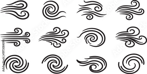 Photos Abstract monochrome spiral designs with varying shapes and patterns Vector