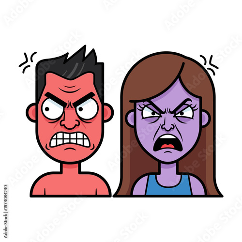 Angry Couple Arguing, Expressing Frustration and Rage