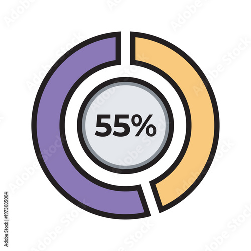 Pie Chart Color Line Icon. Modern color line pie chart icon representing data analytics, statistics, and business insights.