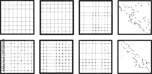 Floor plans for a compact residential apartment with varied layouts Vector