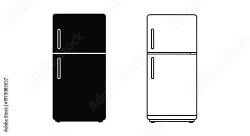 Two refrigerator illustrations one solid black and one transparent checkered