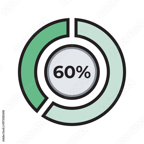 Business Pie Chart Color Line Icon. Minimal color line pie chart icon for business reports, marketing analysis, and presentations.
