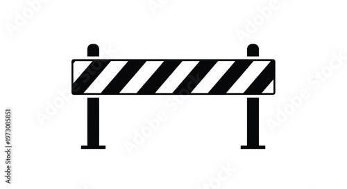 Simple black and white illustration of a road barrier or construction obstacle