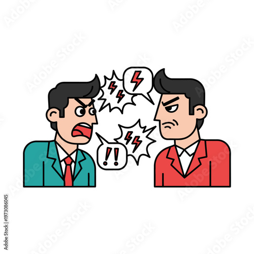 Two businessmen arguing, conflict and disagreement illustration, vector art