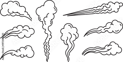 Abstract art showcasing various flowing shapes and lines in black and white Vector