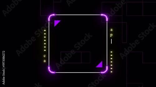 Futuristic Neon Targeting HUD Frame Animation with Scanning Interface, Sci Fi Focus UI Overlay Loop