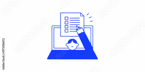 Person completing a checklist on a laptop screen in a digital interface