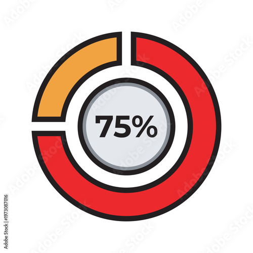 Statistics Pie Chart Color Line Icon. Clean color outline icon suitable for statistics, data reports, and business dashboards.