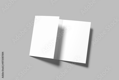 Fotografía A5 Trifold Brochure Mockup Blank 3D Render