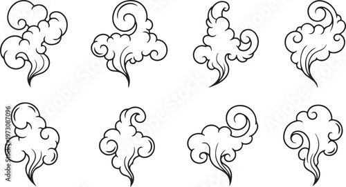 A collection of whimsical hand-drawn curls and swirls in black ink Vector