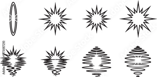 Black and white line drawings of various types of flowers Vector