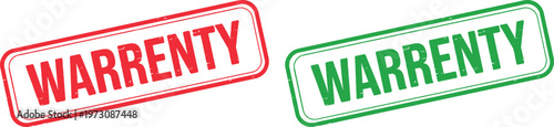 Grunge stamp warranty seals in red and green