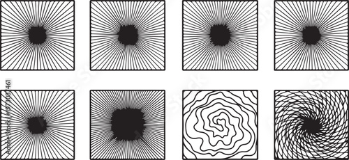Fractal patterns in grayscale showing radial symmetry and complexity Vector