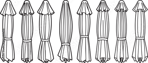 Line drawings of various long dresses and gowns from different eras Vector
